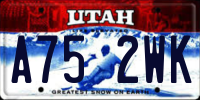 UT license plate A752WK