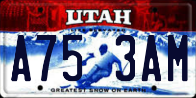 UT license plate A753AM