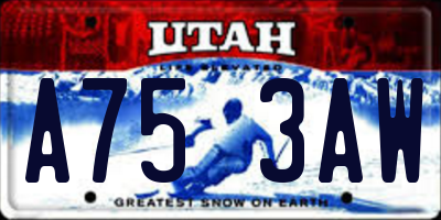 UT license plate A753AW