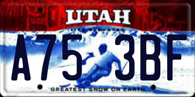 UT license plate A753BF