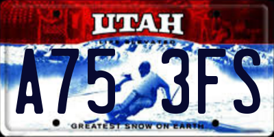 UT license plate A753FS