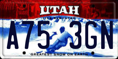 UT license plate A753GN