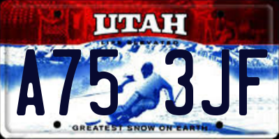 UT license plate A753JF