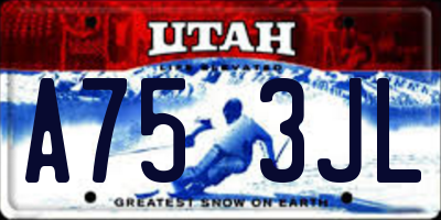 UT license plate A753JL