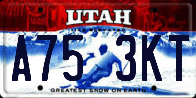 UT license plate A753KT