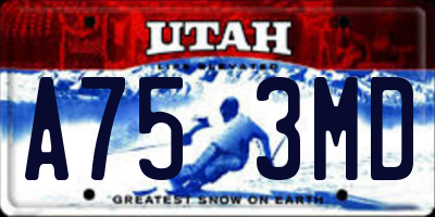 UT license plate A753MD