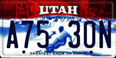 UT license plate A753ON