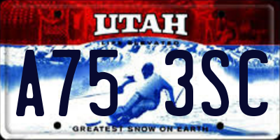 UT license plate A753SC