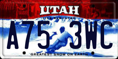 UT license plate A753WC