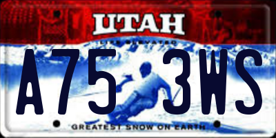 UT license plate A753WS
