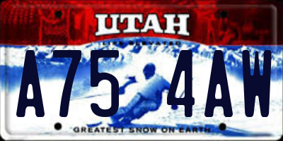 UT license plate A754AW