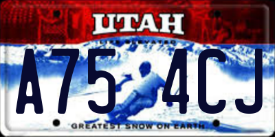 UT license plate A754CJ