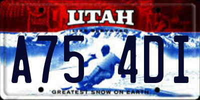 UT license plate A754DI