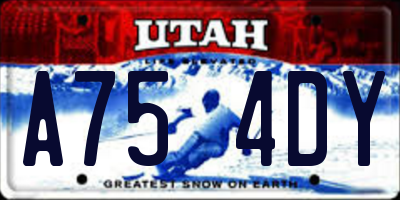 UT license plate A754DY
