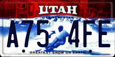 UT license plate A754FE