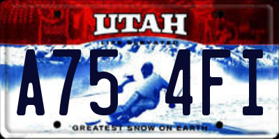 UT license plate A754FI