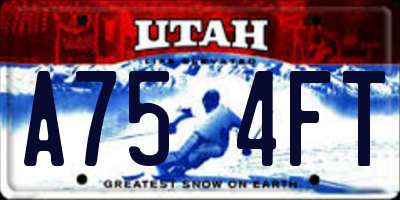 UT license plate A754FT