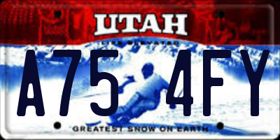 UT license plate A754FY
