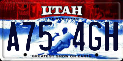 UT license plate A754GH