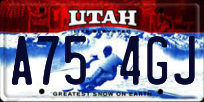 UT license plate A754GJ