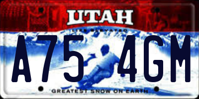 UT license plate A754GM