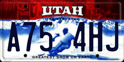 UT license plate A754HJ