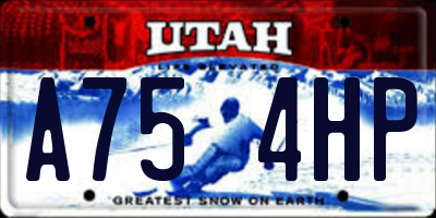 UT license plate A754HP