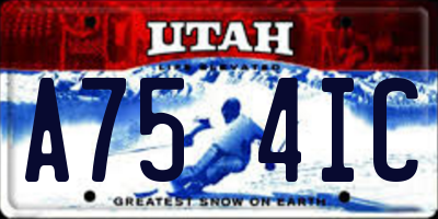 UT license plate A754IC