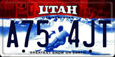 UT license plate A754JT