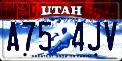 UT license plate A754JV