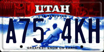 UT license plate A754KH