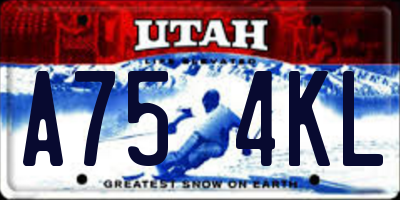 UT license plate A754KL
