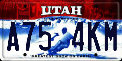 UT license plate A754KM