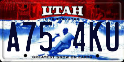 UT license plate A754KU