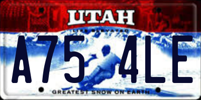 UT license plate A754LE