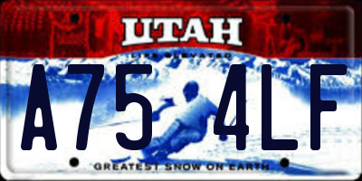 UT license plate A754LF