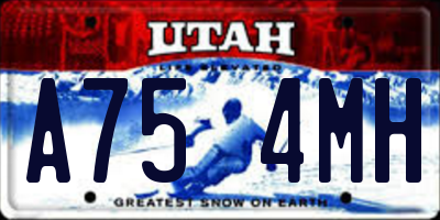 UT license plate A754MH