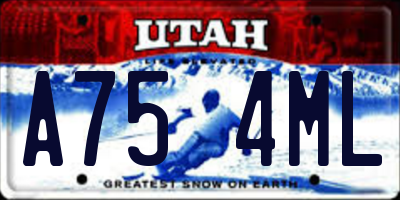 UT license plate A754ML