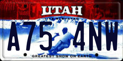 UT license plate A754NW