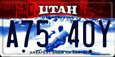 UT license plate A754OY