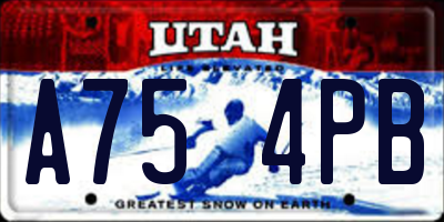 UT license plate A754PB