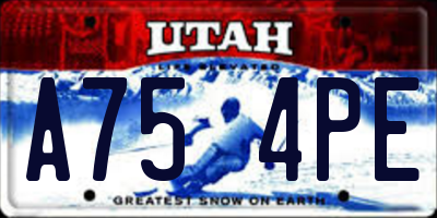 UT license plate A754PE