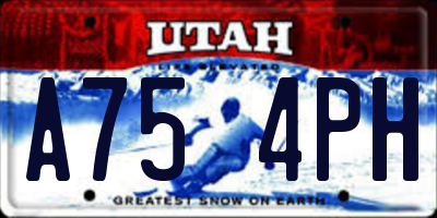 UT license plate A754PH