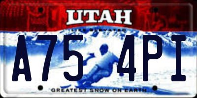 UT license plate A754PI