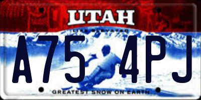 UT license plate A754PJ