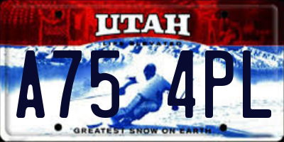 UT license plate A754PL