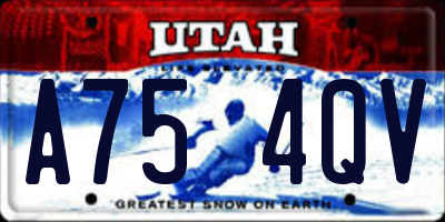 UT license plate A754QV