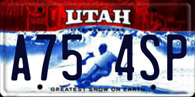 UT license plate A754SP