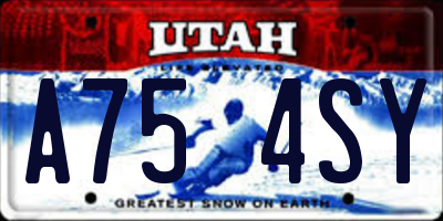 UT license plate A754SY