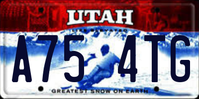 UT license plate A754TG